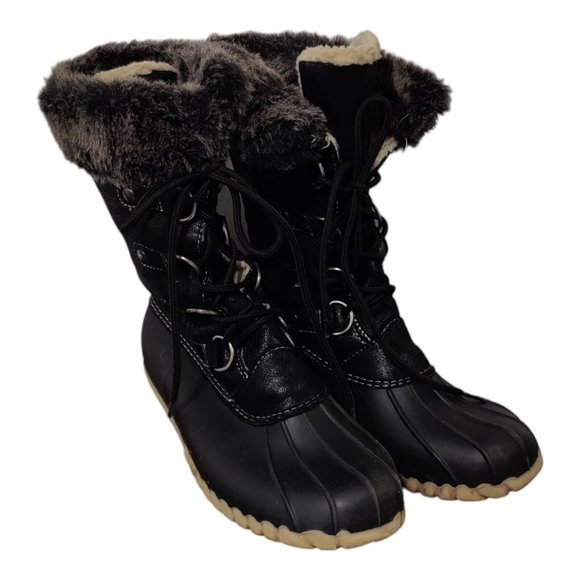 DKSUKO Black Winter DUCK BOOTS lined Waterproof Women's Size 8 - Picture 1 of 9
